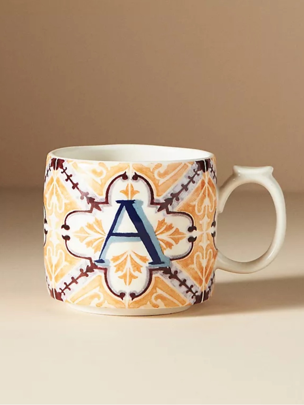 Anthropologie Mezze Monogram Mug “A”